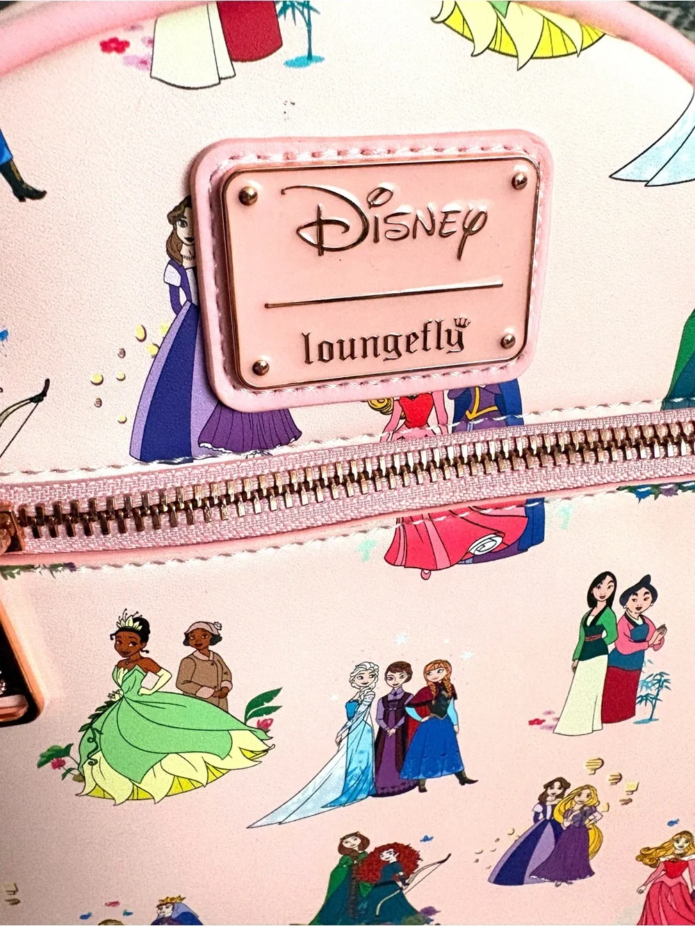 Loungefly Pink Disney Princesses Kids Mini Backpack with Matching Cardholder